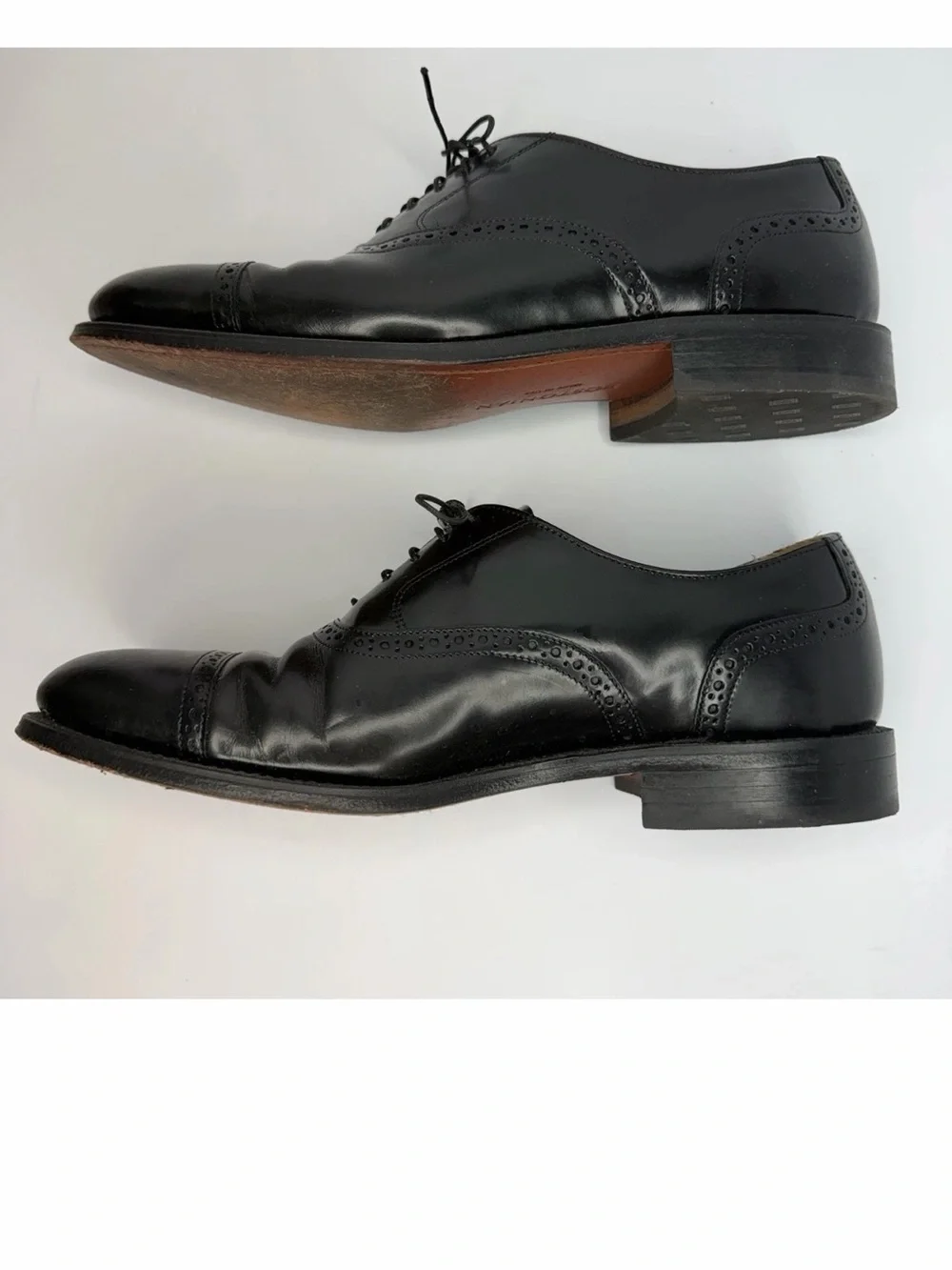 BOSTONIAN Impression Black Men’s SZ 10D Leather Cap Toe Oxford Shoes with box
